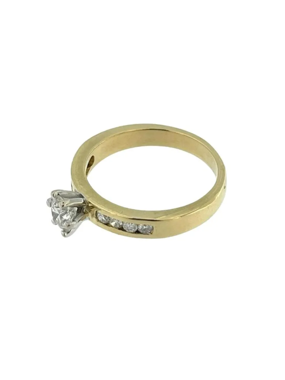 Bague de fiançailles en or jaune et blanc certifiée HRD avec diamants