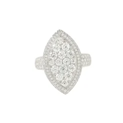 Bague de fiançailles forme marquise sertie de diamants en or gris