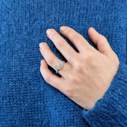 Bague de fiançailles or blanc diamants