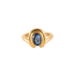 Bague de fiançailles or jaune et saphir Ceylan