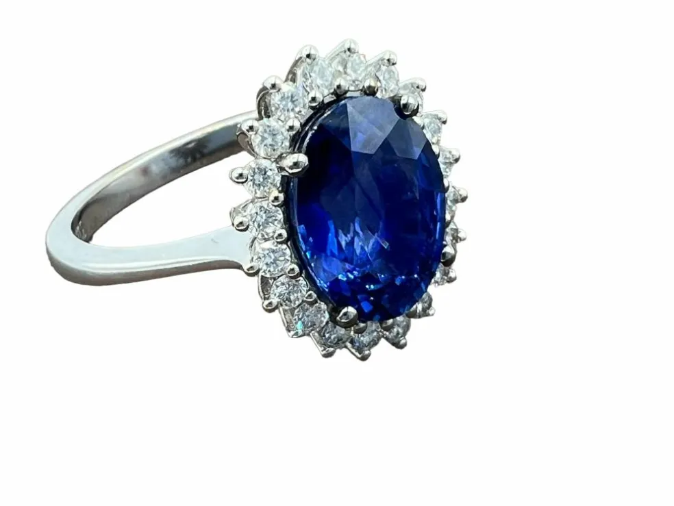 Bague de fiançailles saphir naturel certifié 3,27 carats