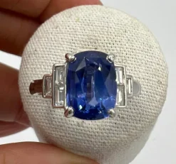 Bague de Fiançailles Saphir, diamants