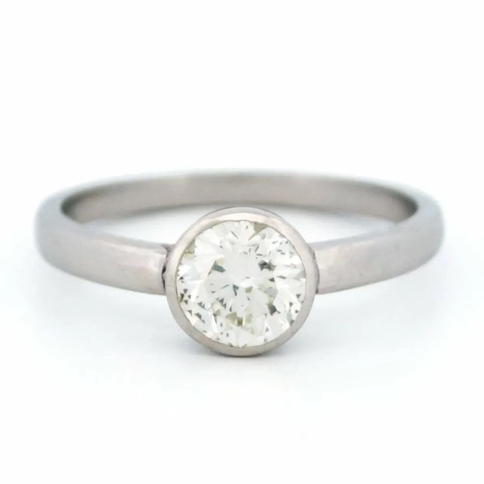 Bague de fiançailles solitaire diamant platine