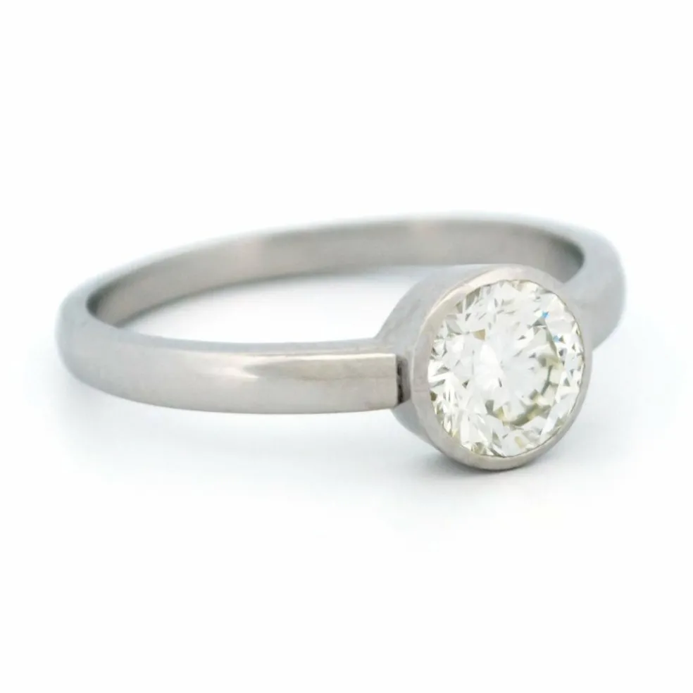 Bague de fiançailles solitaire diamant platine