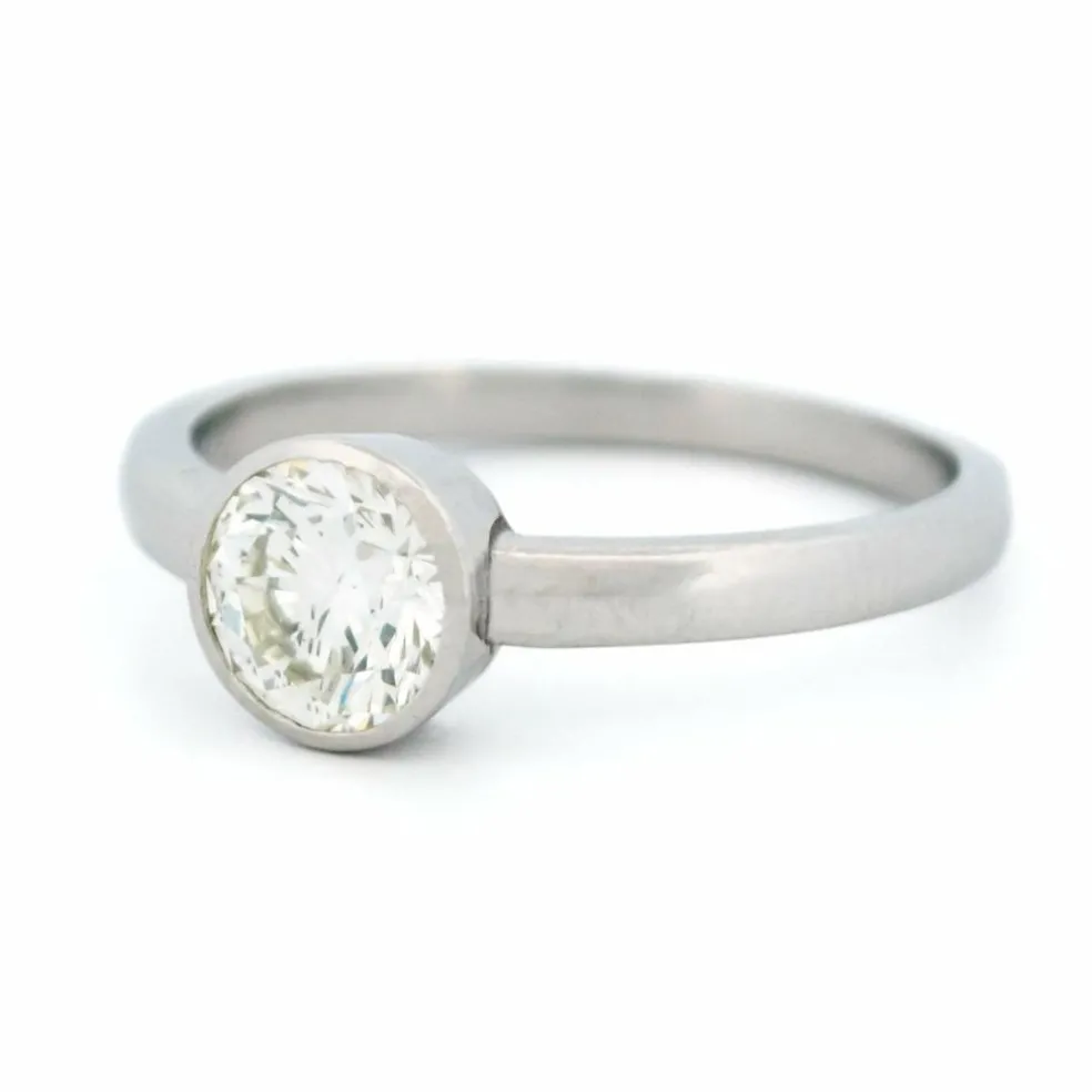 Bague de fiançailles solitaire diamant platine
