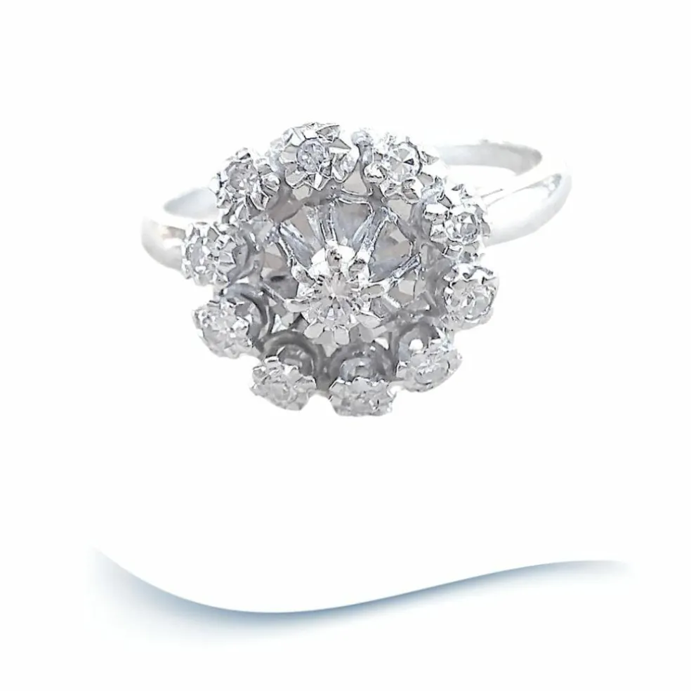Bague de fiançailles Vintage or gris diamants