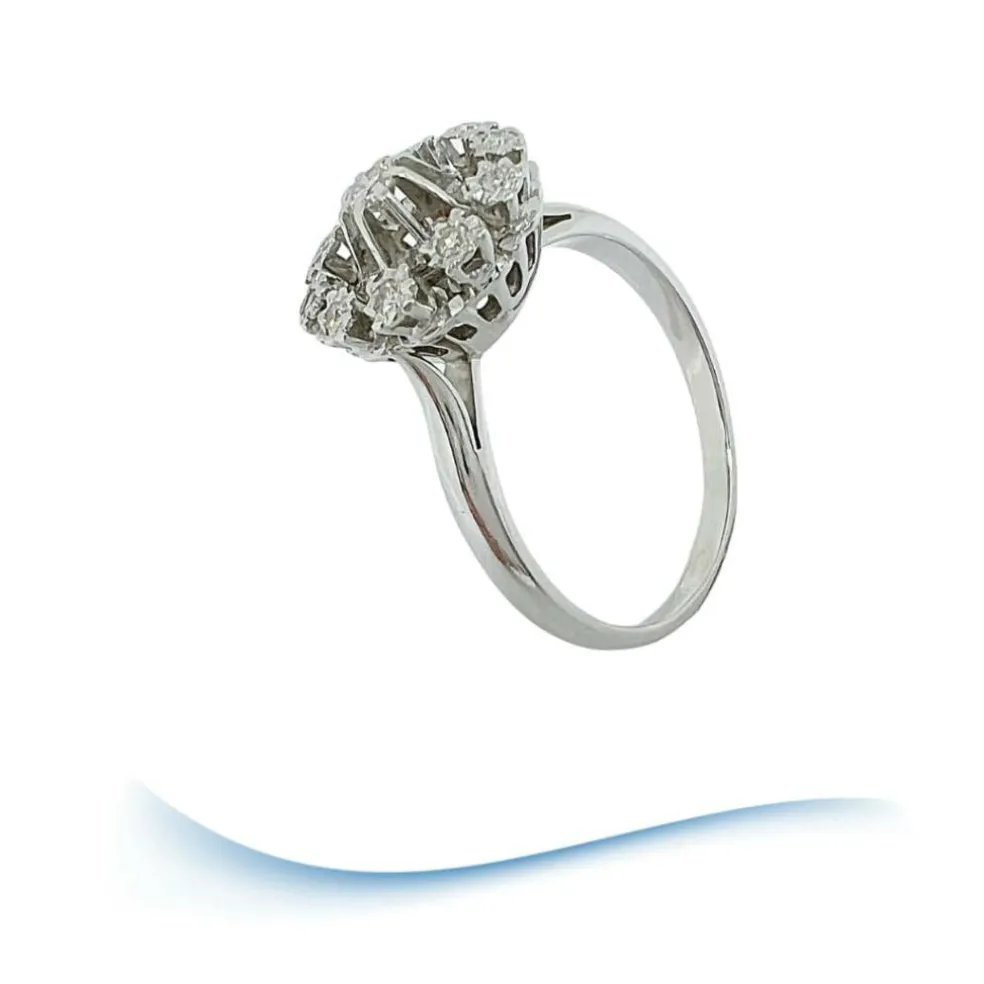 Bague de fiançailles Vintage or gris diamants