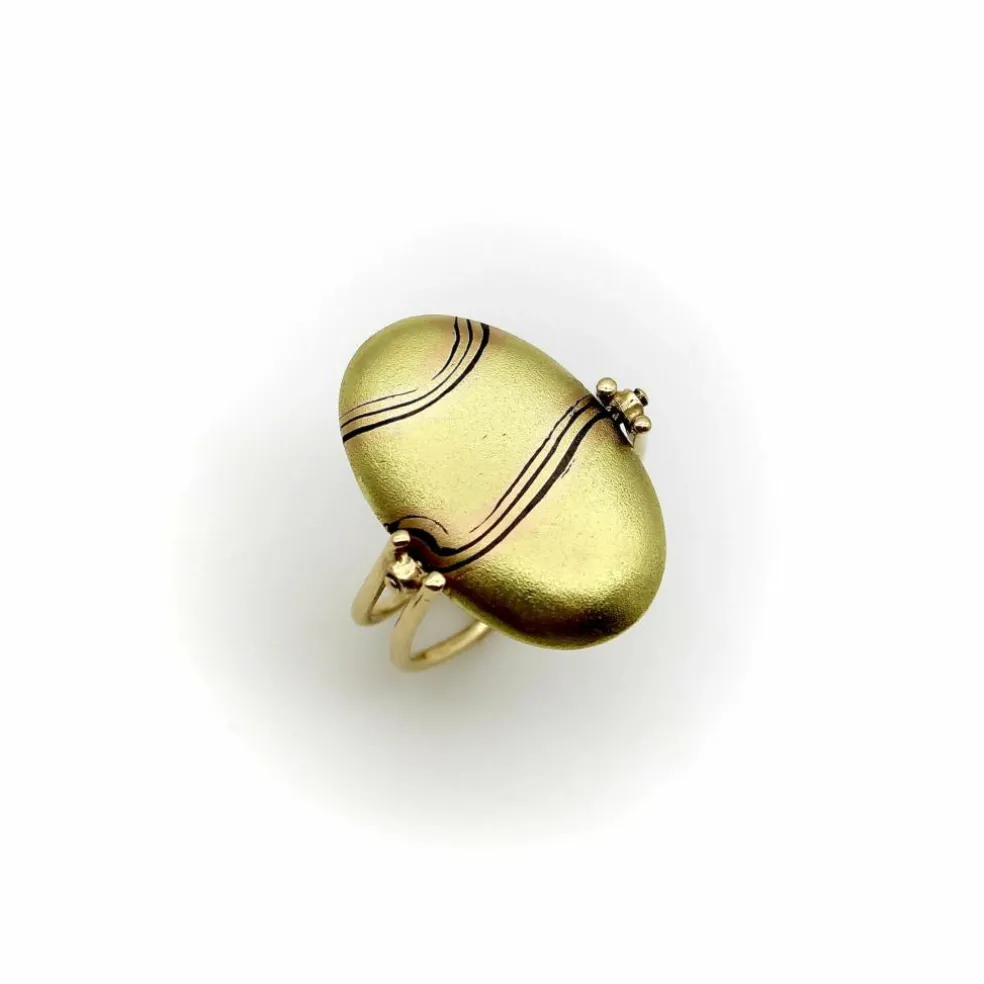 Bague de galets mokume en or Carrie Adell vintage