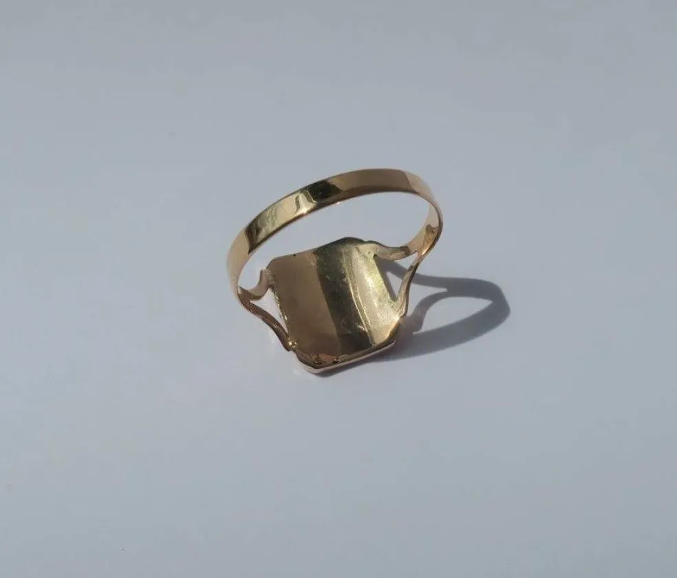Bague de mariage régionale XIXe pensée émail or rose