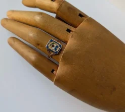 Bague de mariage régionale XIXe pensée émail or rose