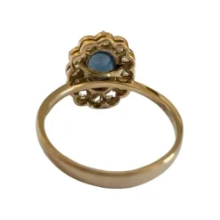 Bague de style Art Déco en or et platine avec diamants et saphir