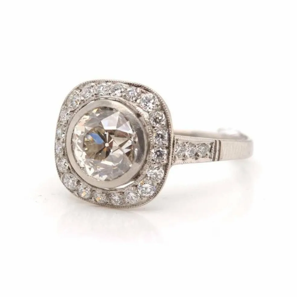Bague de style Art Déco Platine Diamants