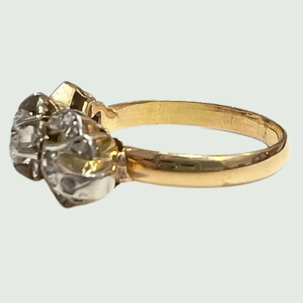 Bague de style ART DECO en or et platine vues avec diamants