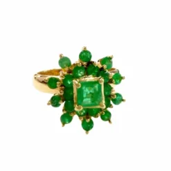 Bague de style contemporain du XXe siècle en or 18 kt avec émeraudes de 1,05 ct