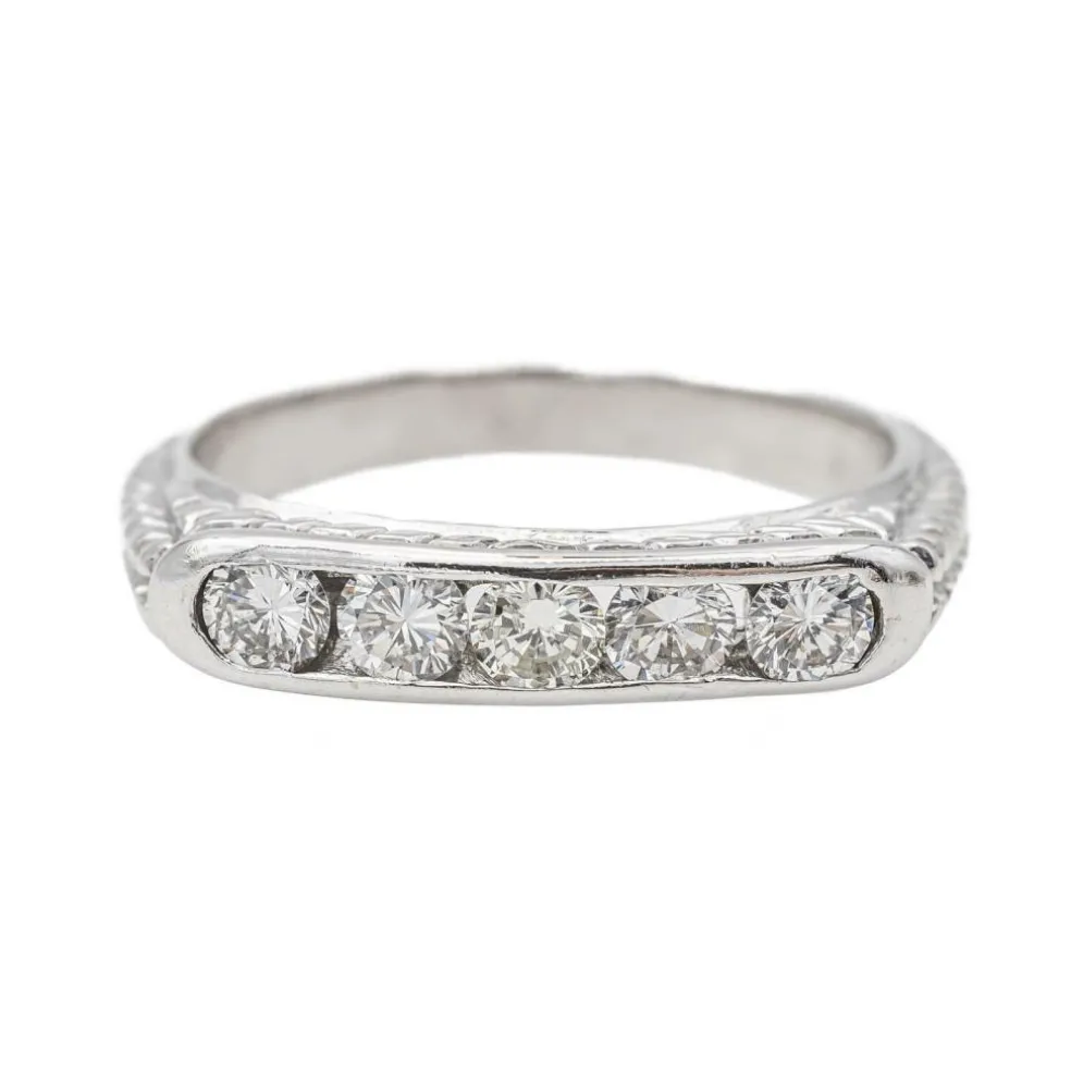 Bague Demi alliance Or blanc Diamant