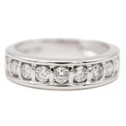 Bague demi alliance Or blanc Diamant