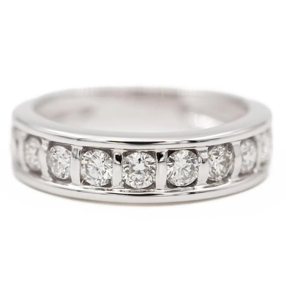 Bague demi alliance Or blanc Diamant