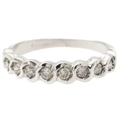 Bague demi alliance Or blanc Diamant