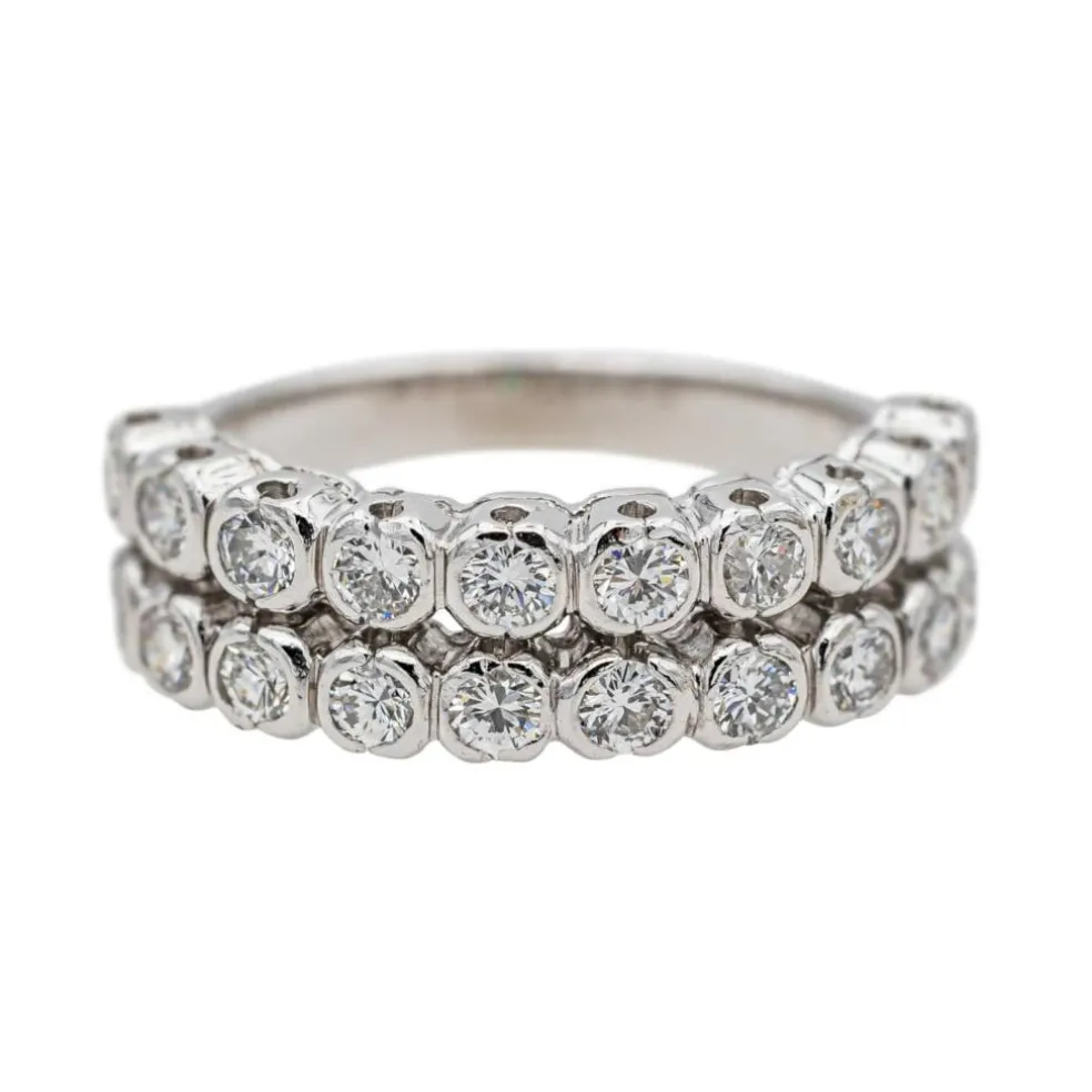 Bague Demi alliance Or blanc, Platine Diamant