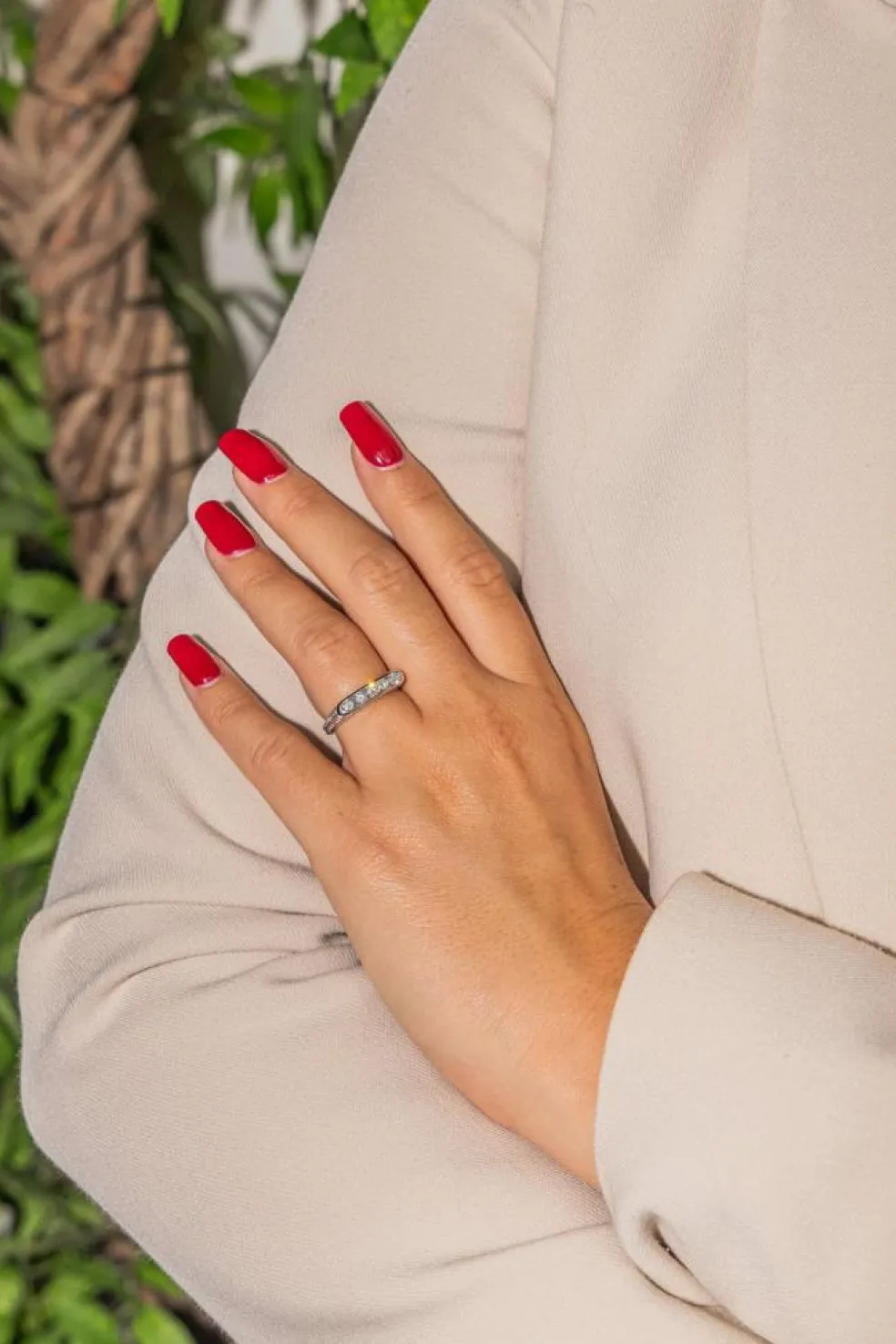 Bague Demi alliance Or blanc Diamant