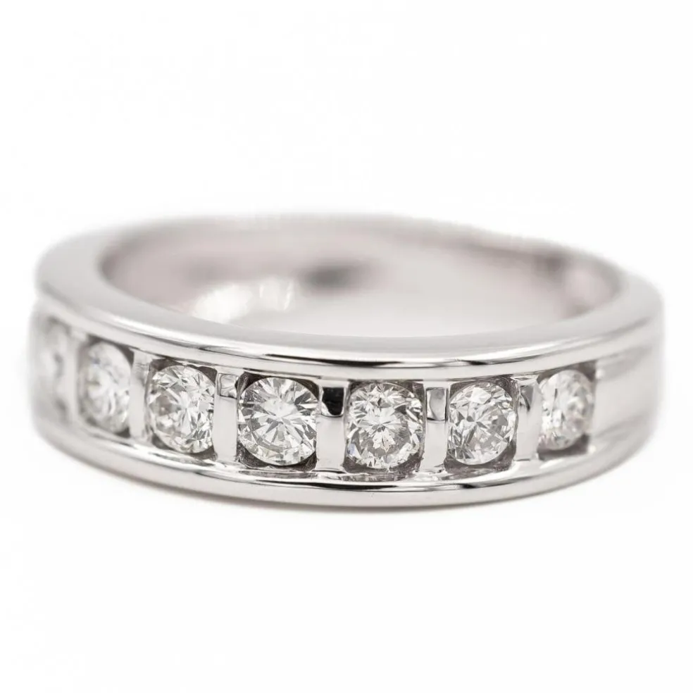 Bague demi alliance Or blanc Diamant
