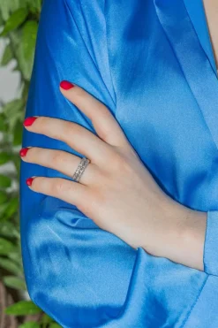 Bague Demi alliance Or blanc, Platine Diamant