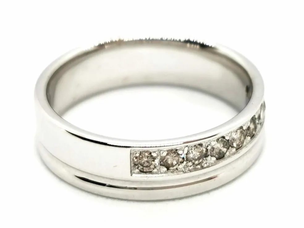 Bague Demi alliance Or blanc Diamant