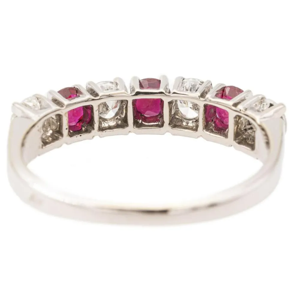 Bague demi alliance Or blanc Rubis