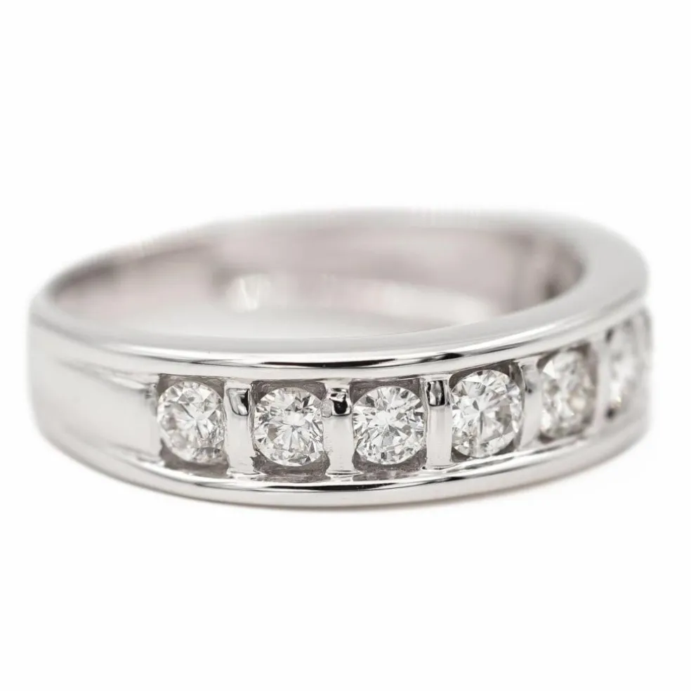 Bague demi alliance Or blanc Diamant
