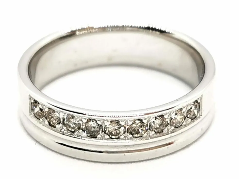 Bague Demi alliance Or blanc Diamant