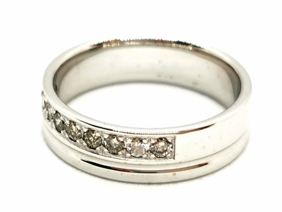 Bague Demi alliance Or blanc Diamant