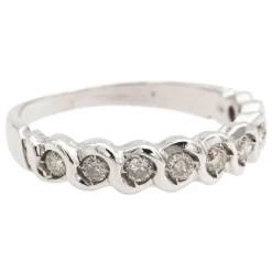 Bague demi alliance Or blanc Diamant