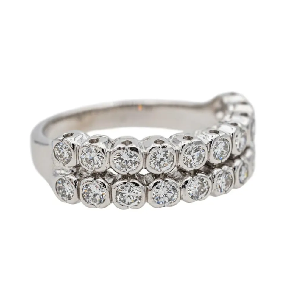 Bague Demi alliance Or blanc, Platine Diamant
