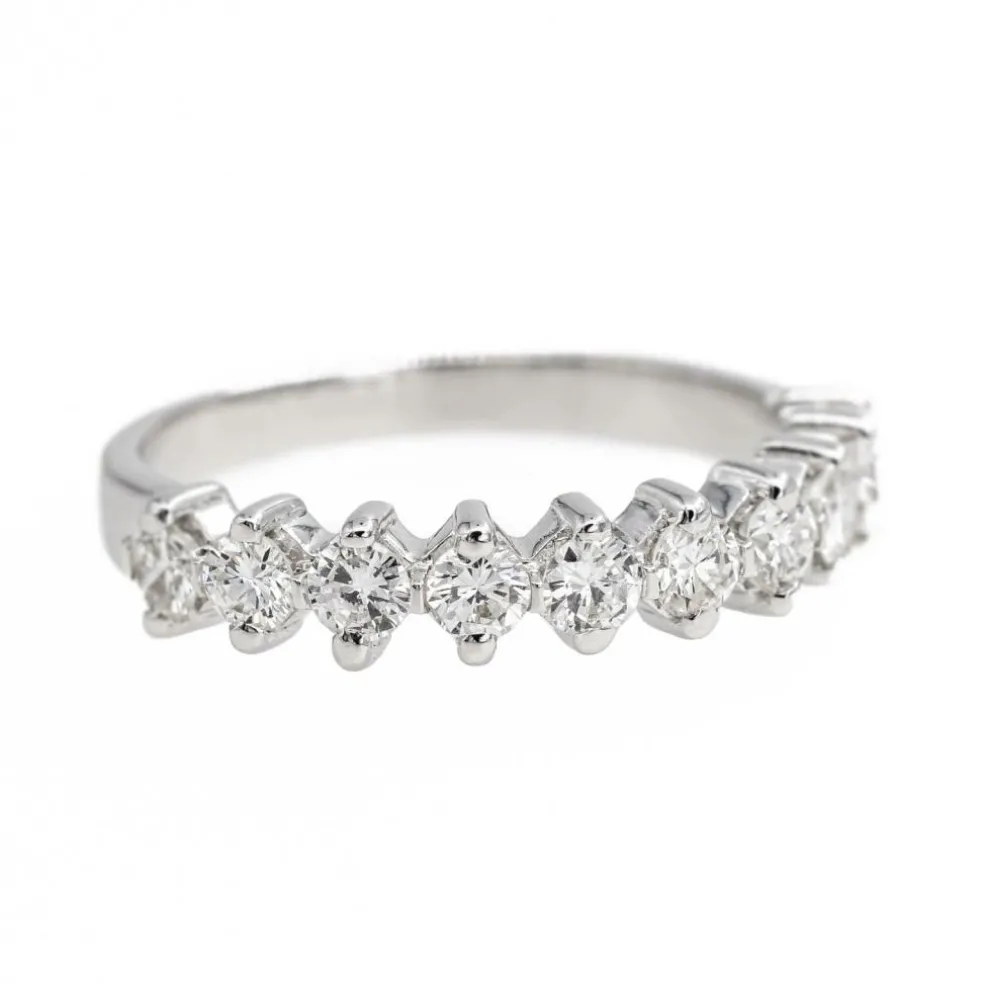 Bague Demi alliance Or blanc Diamant