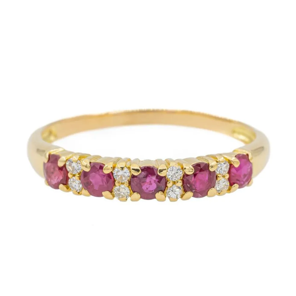 Bague Demi alliance Or jaune Rubis