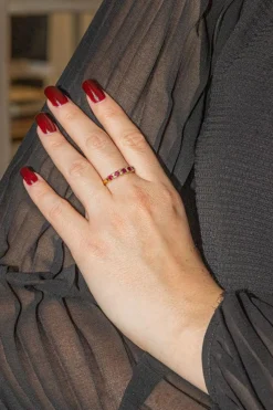 Bague Demi alliance Or jaune Rubis