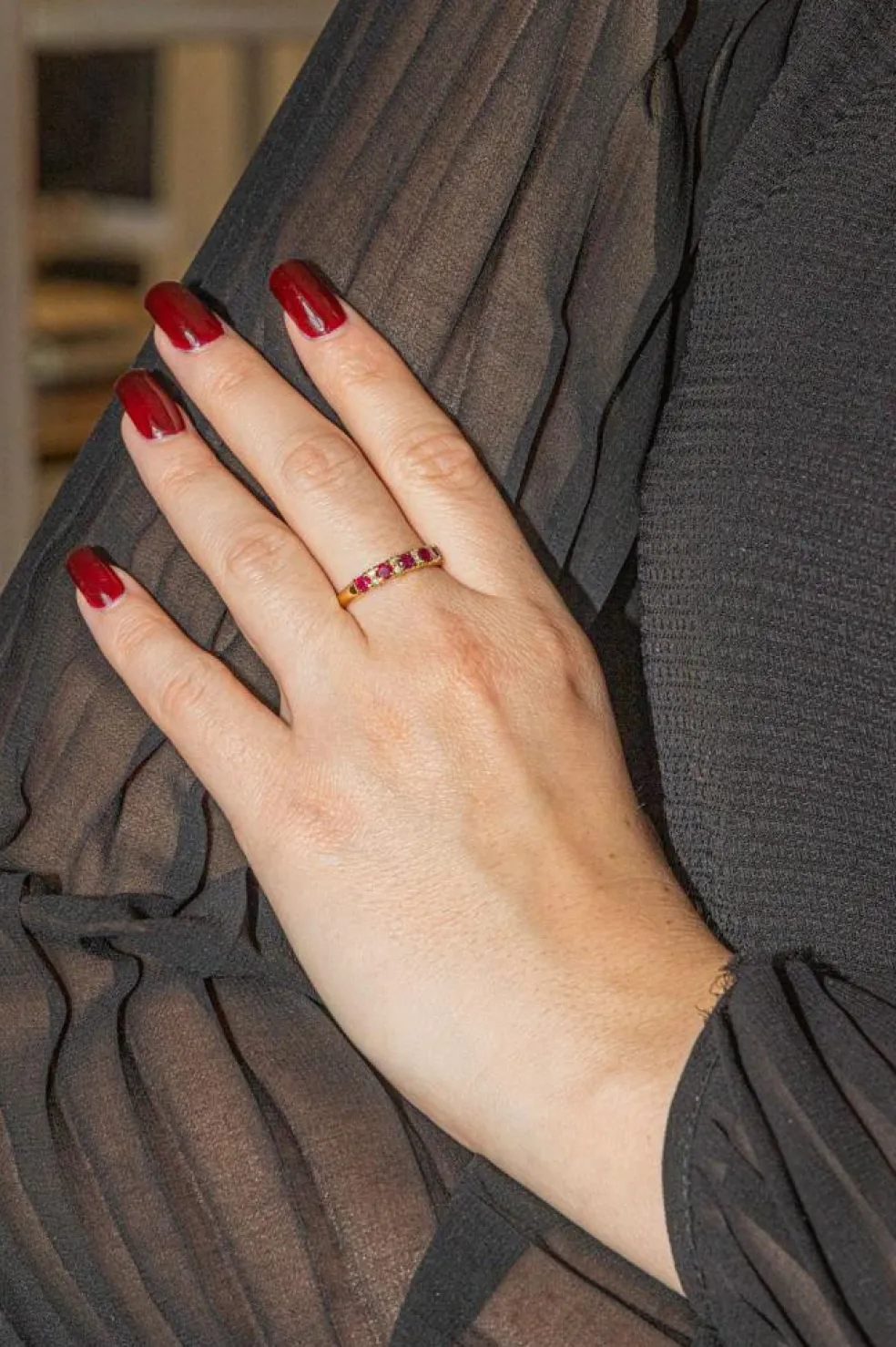 Bague Demi alliance Or jaune Rubis