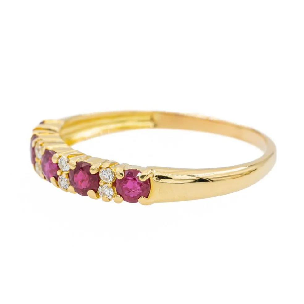 Bague Demi alliance Or jaune Rubis