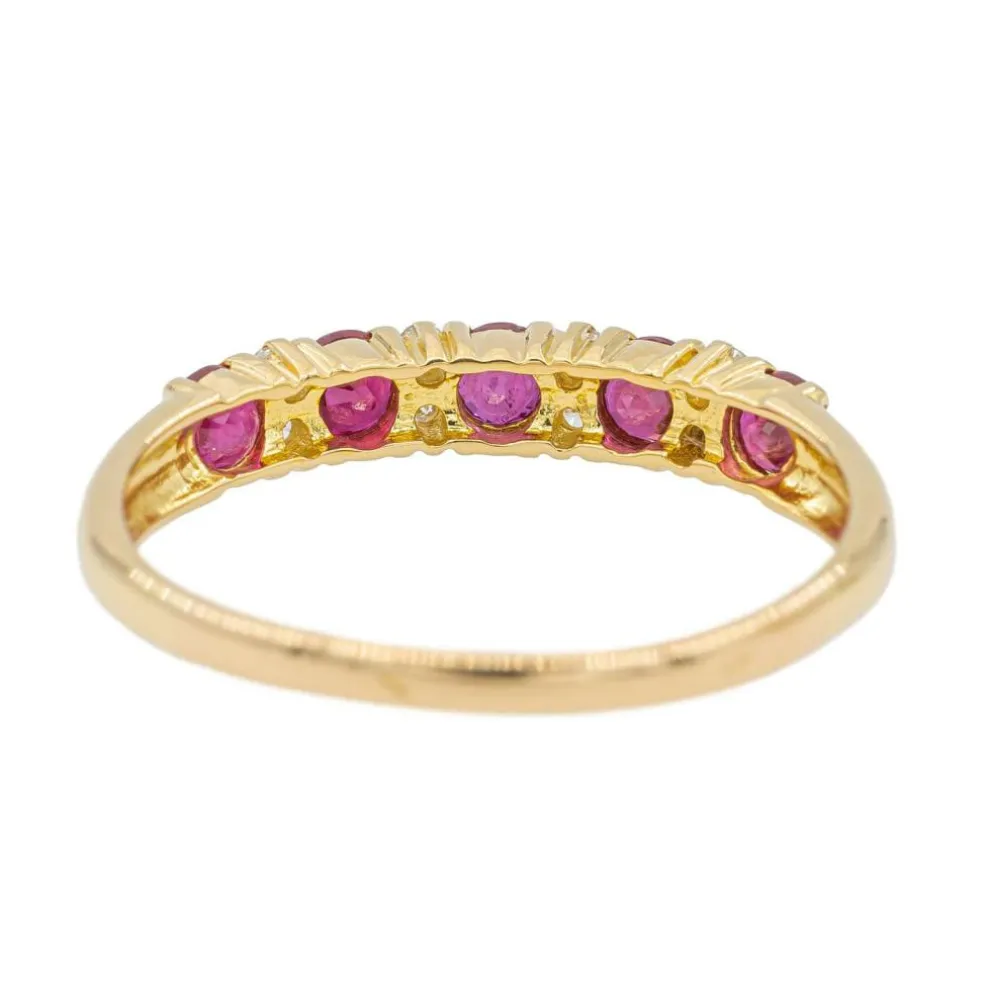 Bague Demi alliance Or jaune Rubis