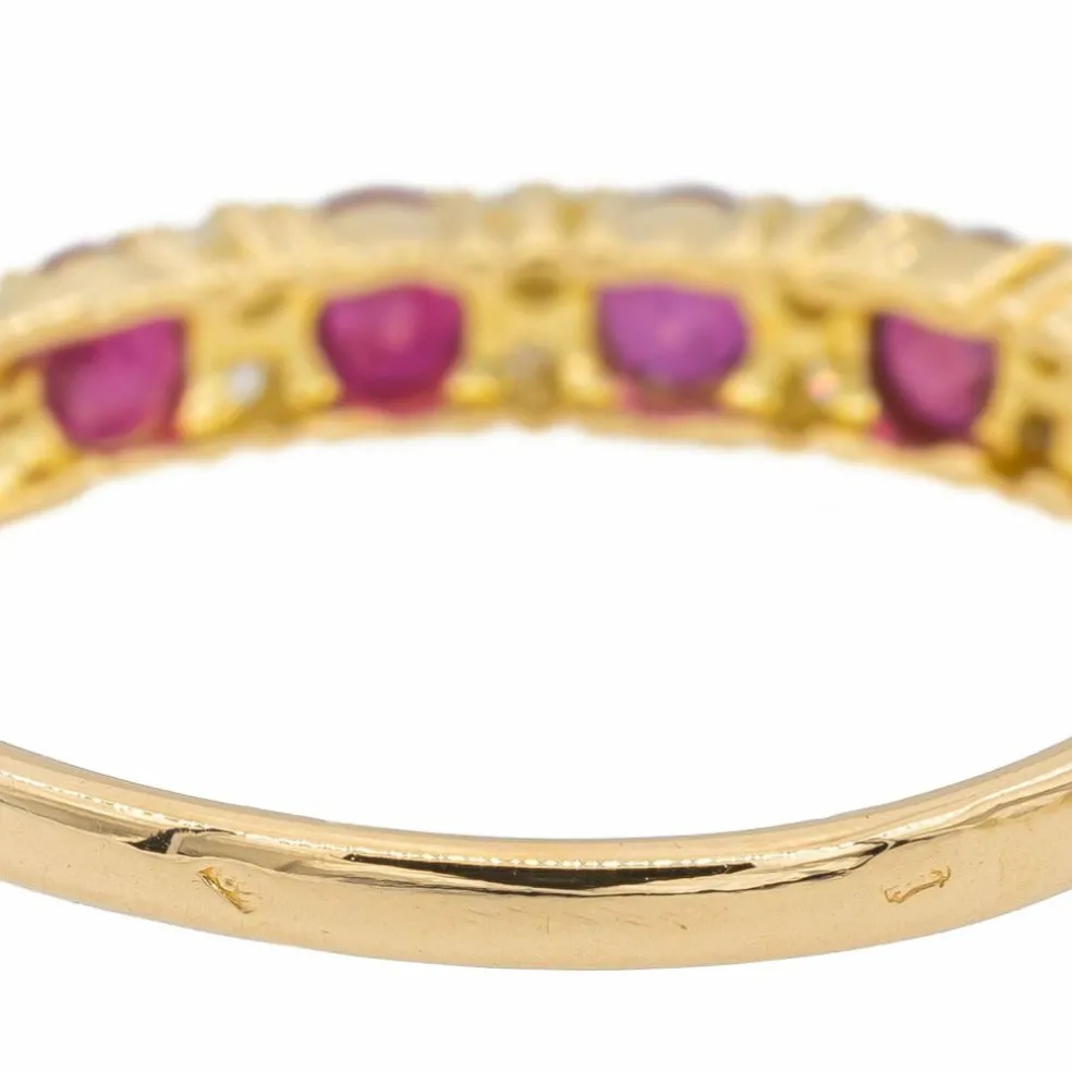 Bague Demi alliance Or jaune Rubis