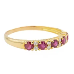 Bague Demi alliance Or jaune Rubis
