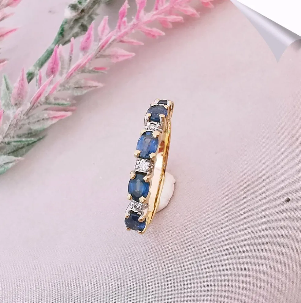 Bague Demi Alliance Saphirs Diamants