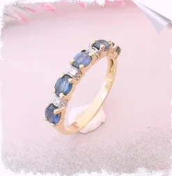 Bague Demi Alliance Saphirs Diamants