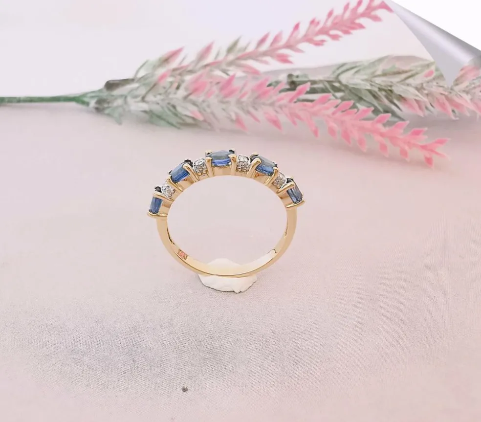 Bague Demi Alliance Saphirs Diamants