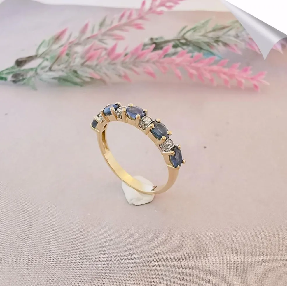 Bague Demi Alliance Saphirs Diamants