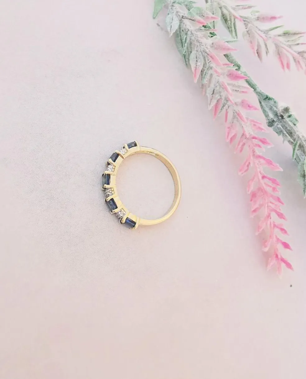 Bague Demi Alliance Saphirs Diamants