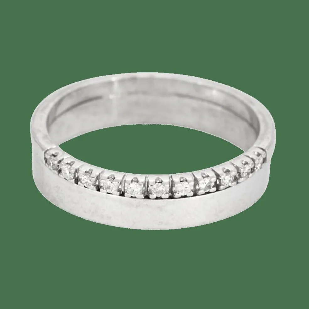 Bague demi-alliance en or blanc et diamants