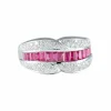 Bague demi-jonc rubis baguette rails or blanc