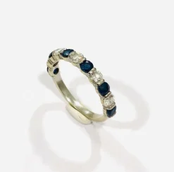 Bague demi-tour Saphirs Diamants Or