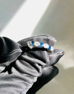 Bague demi-tour Saphirs Diamants Or